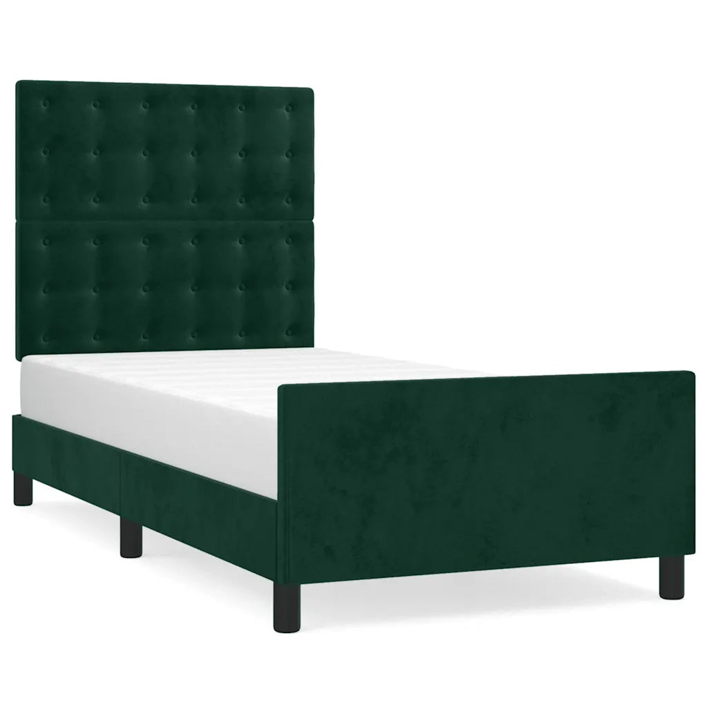 Letto singolo | Letto per adulti | Giroletto senza Materasso Verde Scuro 100x200 cm in Velluto