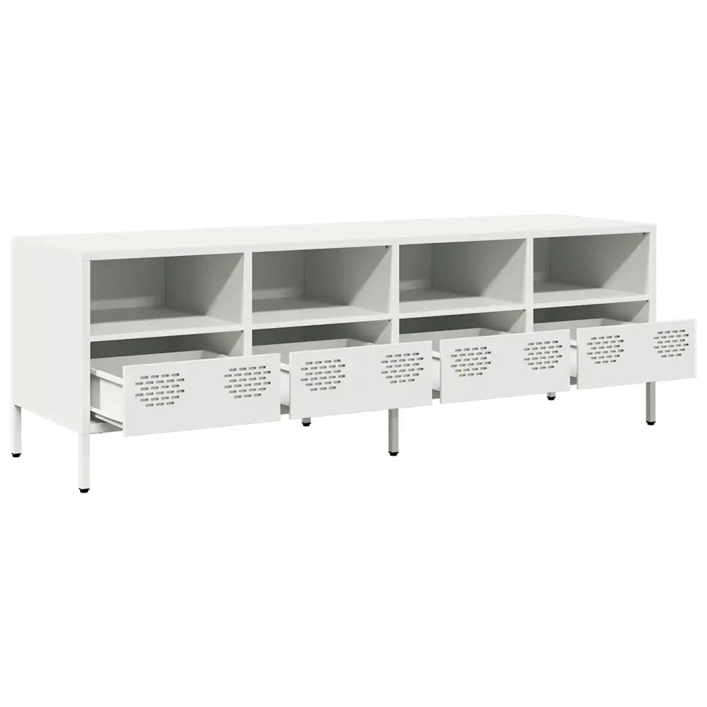 Mobile TV | Armadietto TV | Mobile Porta TV Bianco 135x39x43,5 cm in Acciaio Laminato a Freddo