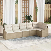 Set Divano da Giardino 6 pcs Beige e Bianco polyrattan