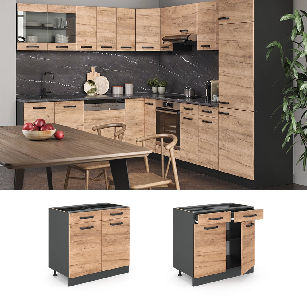 Vicco Mobiletto base per cucina Quercia dorata 80 cm , PL Antracite