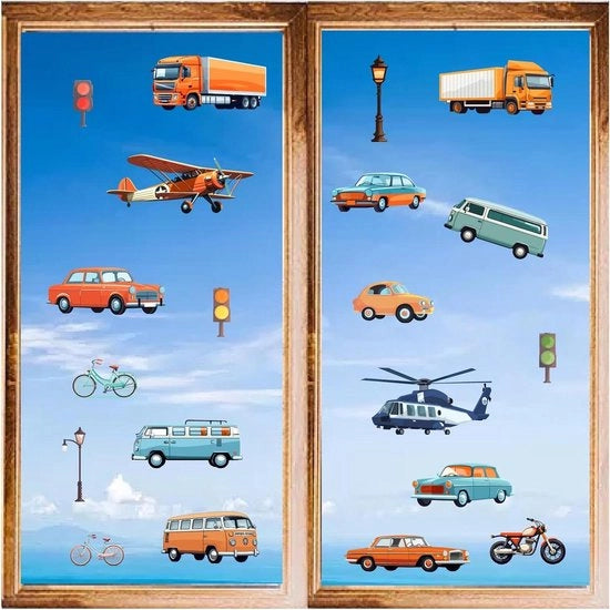 Muurstickers per auto, fiets e helikopter - Stickers PVC selfadesivi per camera da letto, camera dei bambini e soggiorno - Idrorepellenti e facili da applicare