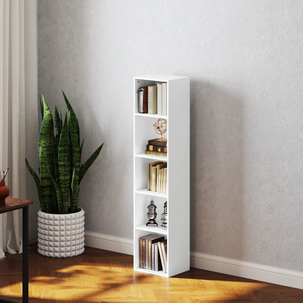 Libreria con 5 ripiani regolabili in legno ¨C Minimal ¨C Bianco 30x24x133,5 cm