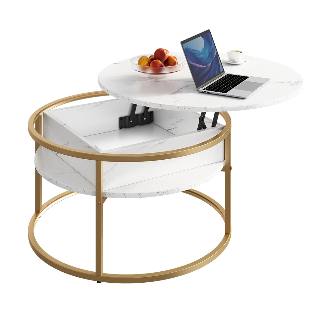 Vicco tavolino soggiorno Bianco/Oro 77 x 77 cm