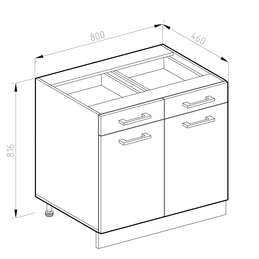 Vicco Mobiletto base per cucina Rosso 80 cm PL Marmo