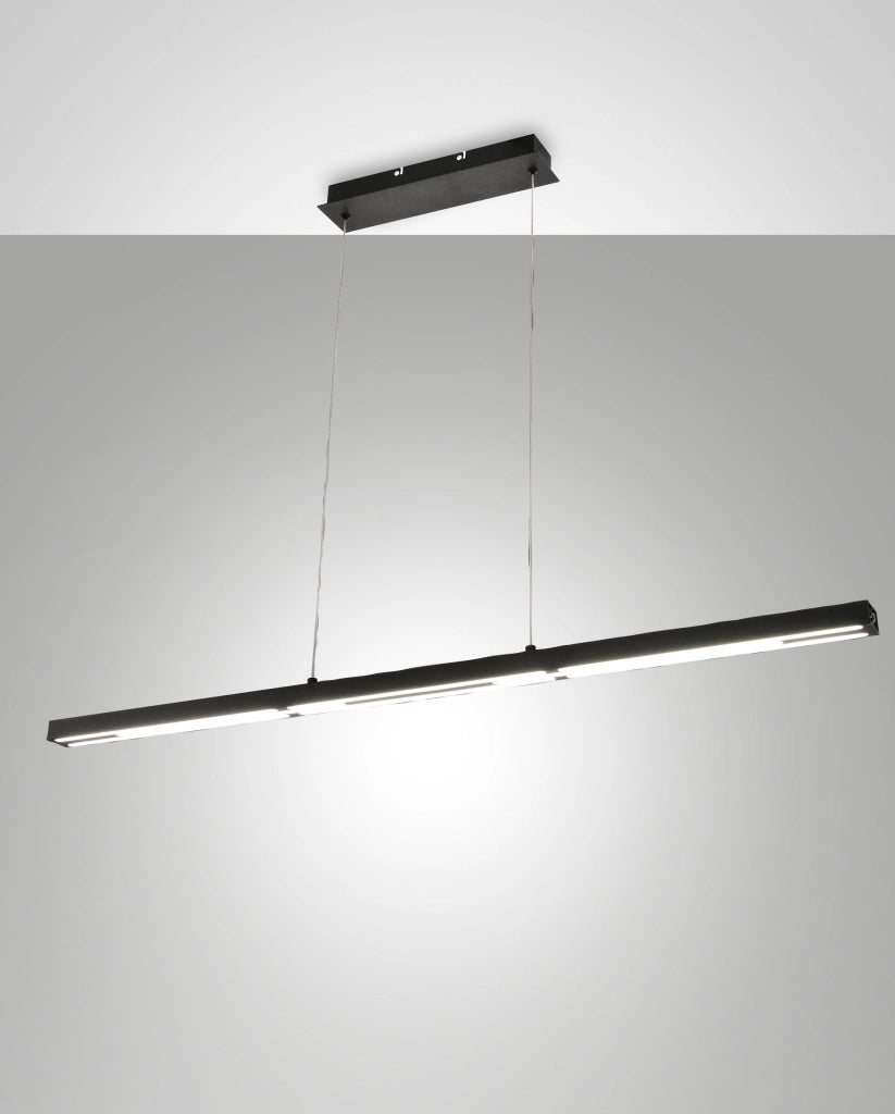 Lampada a Sospensione LED Ling 40W 4800lm 3000K, Struttura in Metallo e Metacrilato Nero, Classe 2, Dimmerabile - Ling Series