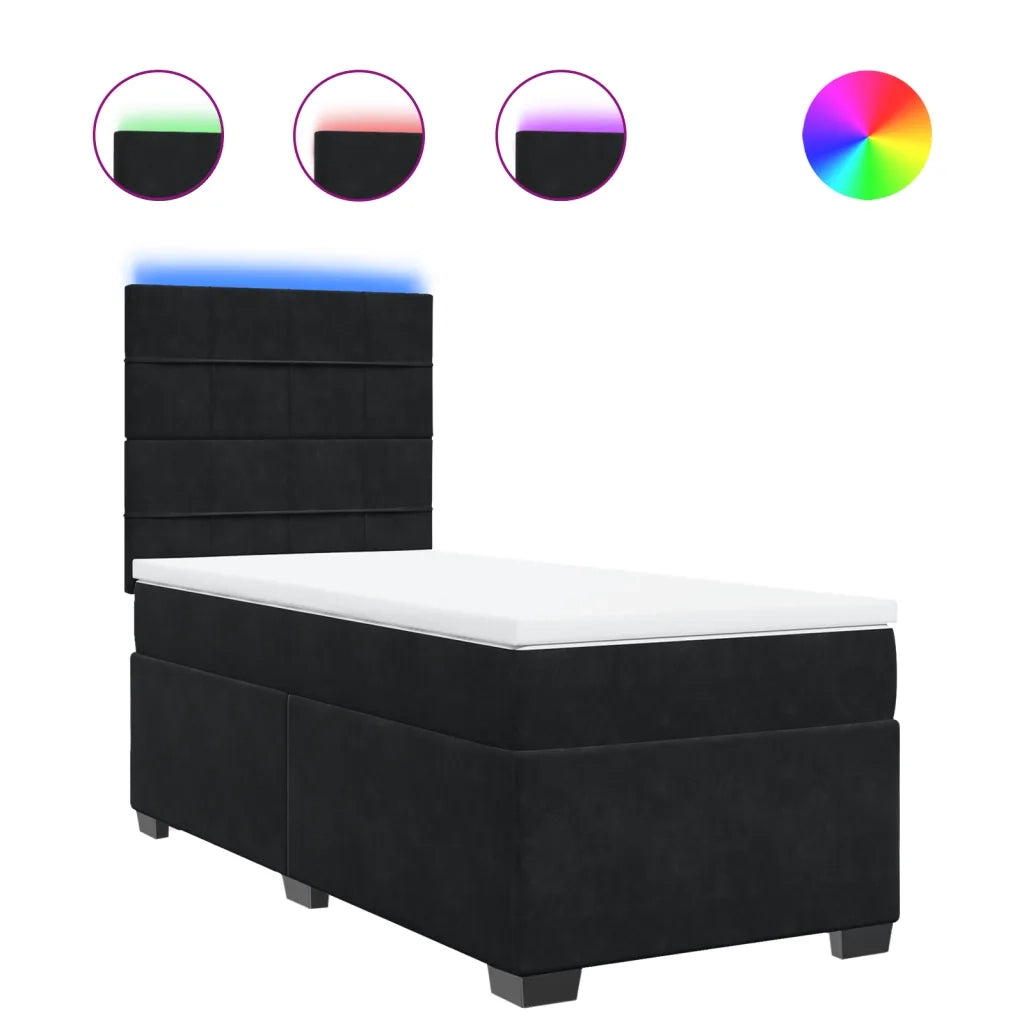 Giroletto a Molle con Materasso Nero 90x200 cm in Velluto