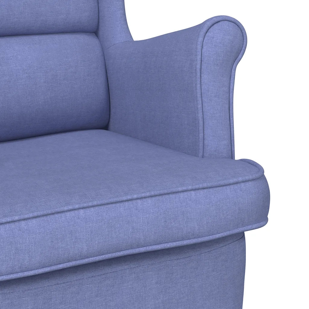 Poltrona | Sedia a Dondolo Jeans Blu 74x90x102 cm in Tessuto