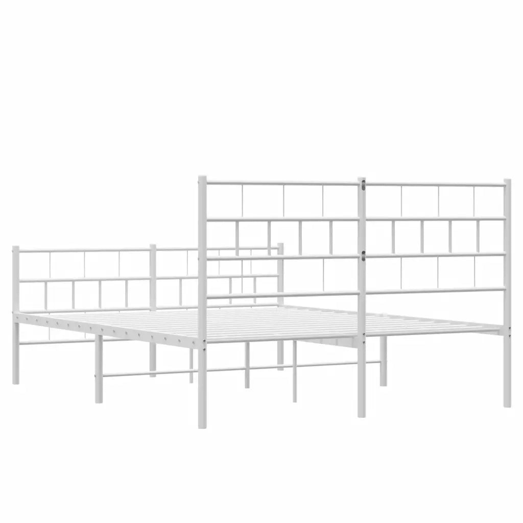 Letto matrimoniale | Letto per adulti | Giroletto con Testiera e Pediera Metallo Bianco 140x190 cm