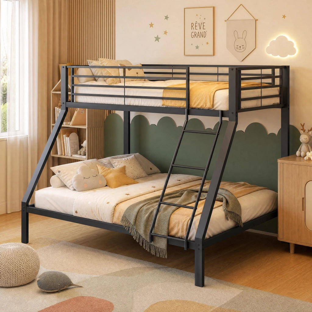 letto a castello metallo nero 146 x 204.5 cm