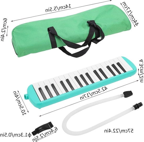 32 Tasti Clavicembalo aeree tastiera melodica strumento - Bocchino corto - Cannula di gomma morbida - Tasca portatile per verdura.