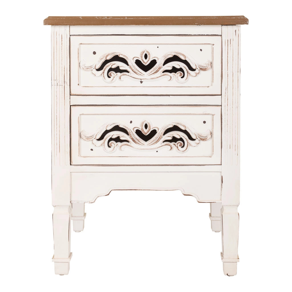 Comodino in legno bianco 48x38x62