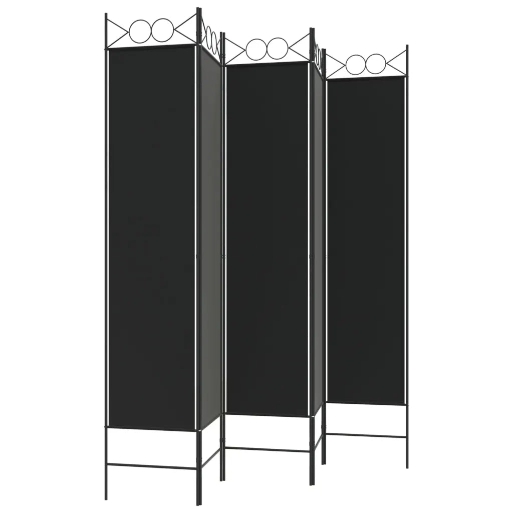 Divisorio 5 Pannelli Nero 200x200 cm Tessuto 350157