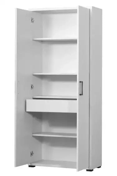 Armadio 2 ante + cassetto interno bianco cemento già montato L75.3 H175 P33