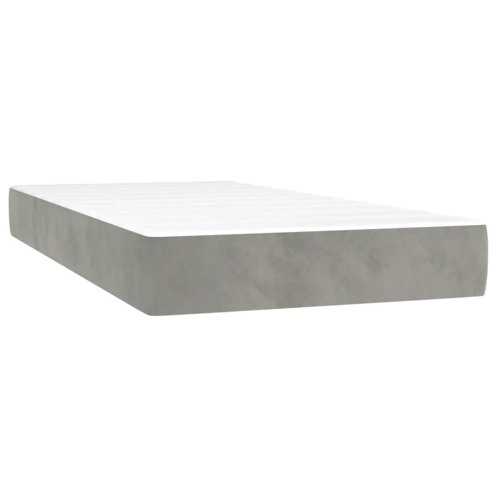 Letto a Molle con Materasso e LED Grigio Chiaro 100x200 cm Velluto 3134267