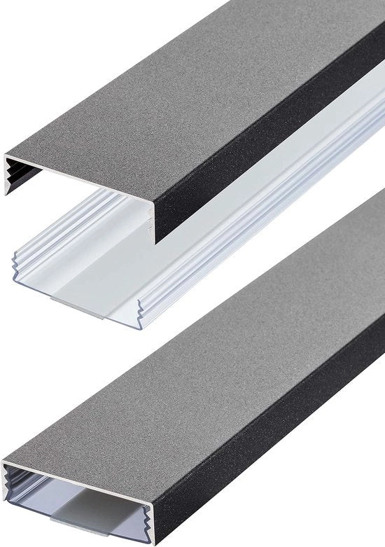Guscio di cavo in alluminio piatto - stile ghisa - struttura fine - autoadesivo - 50mm x 15mm - Gestione cavi - Guida cavi - Nuovo prodotto 2020 - 100cm