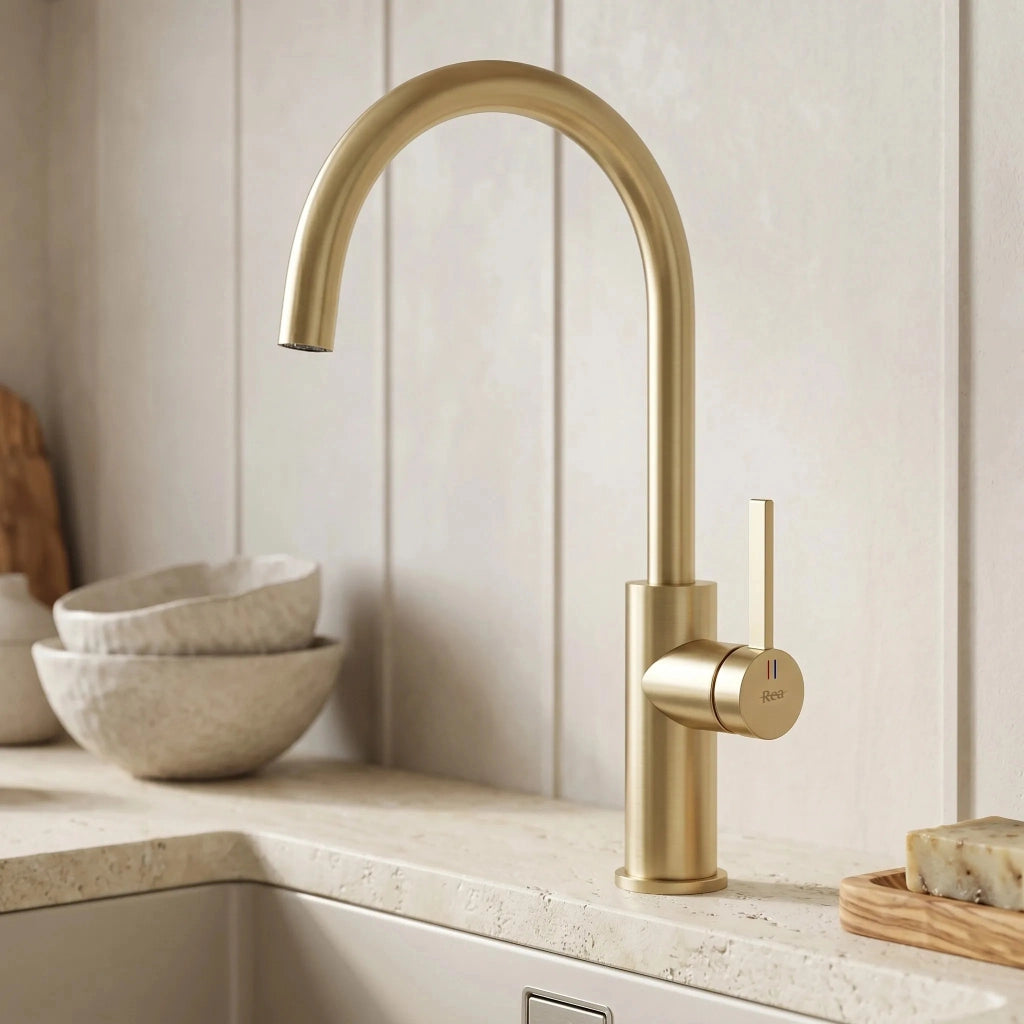 Rubinetto Da Cucina Rea Rivo Brush Gold