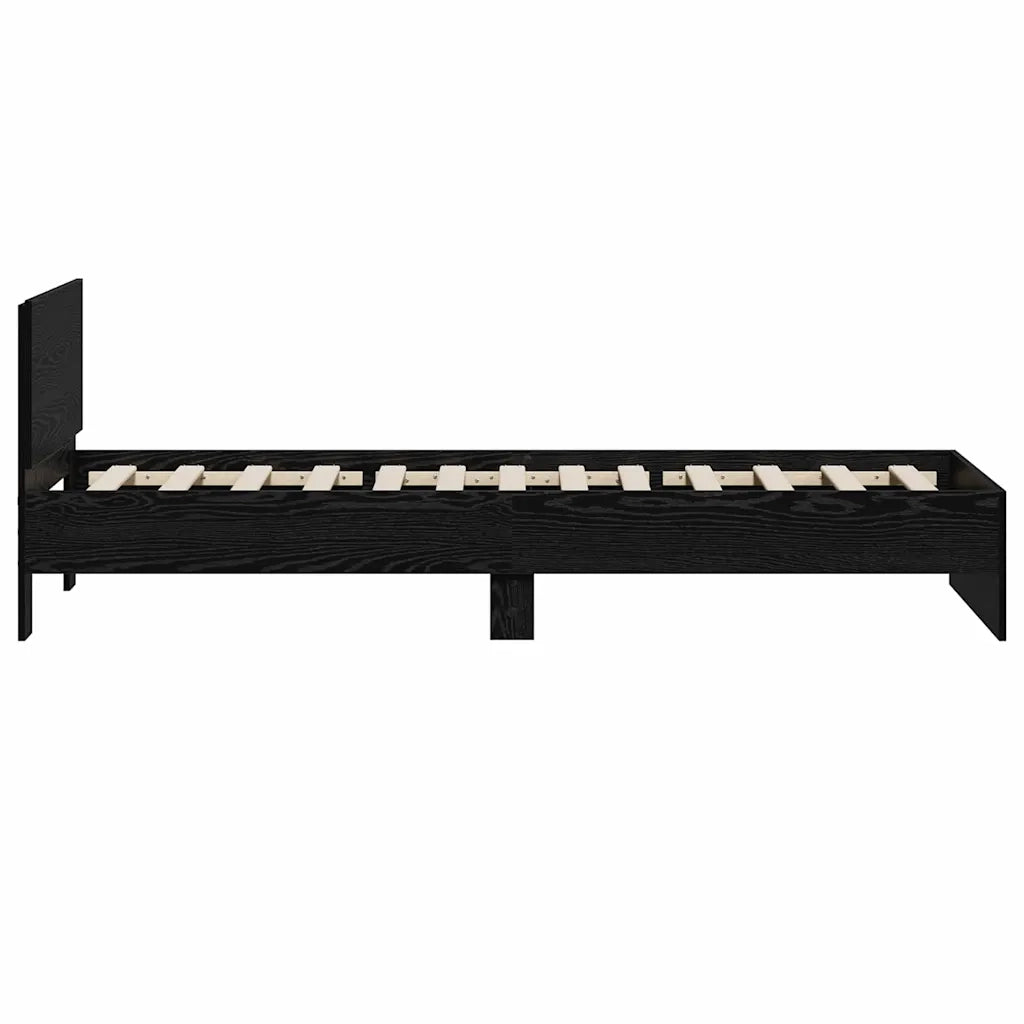 Letto singolo | Letto per adulti | Struttura del letto Rovere Nero 90 x 200 cm Legno multistrato