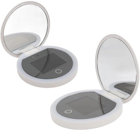 Specchio UV portatile 3,5 pollici caricabile - LED - testa per protezione solare - adatto per l'esterno - compatta e leggera.