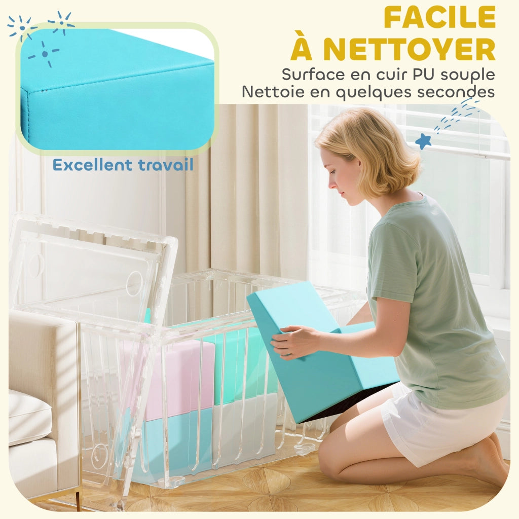 Set Motricit¨¤ Bambini 8 Pezzi ¨C Xylo ¨C Tavolo Sedie Moduli Morbidi Multicolore