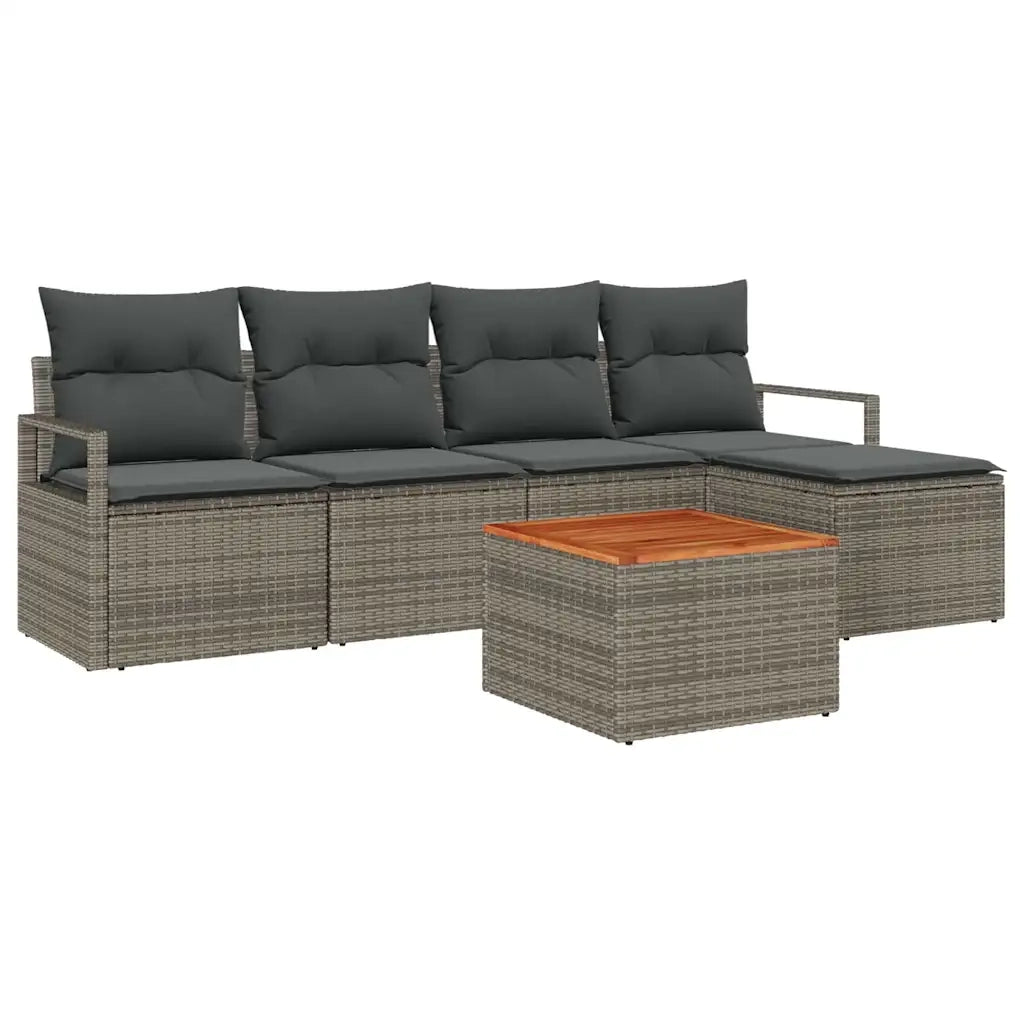 Set Divano da Giardino con cuscino 6 pcs Grigio polyrattan