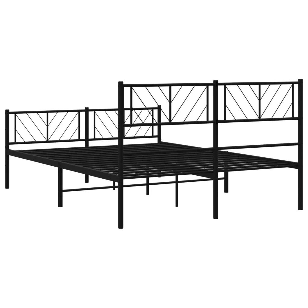 Letto matrimoniale | Letto per adulti | Giroletto con Testiera e Pediera Metallo Nero 140x190 cm