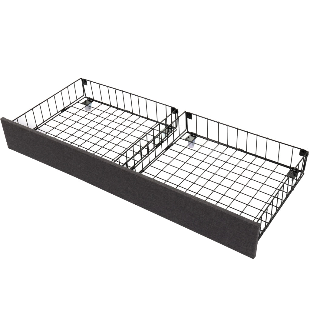 Letto adulto 140×200 cm con contenitore; LED; letto matrimoniale; senza materasso; in lino grigio