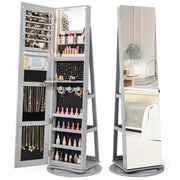 Mobile portagioielli 3 in 1 con specchio a figura intera 54,5 x 161 cm rotazione a 360° finitura MDF grigio moderno 20_0017110