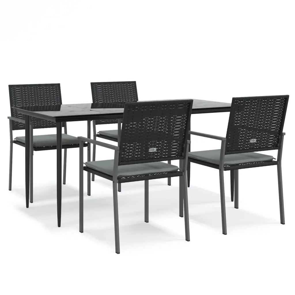 Set Pranzo da Giardino 5pz con Cuscini in Polyrattan e Acciaio 3187009