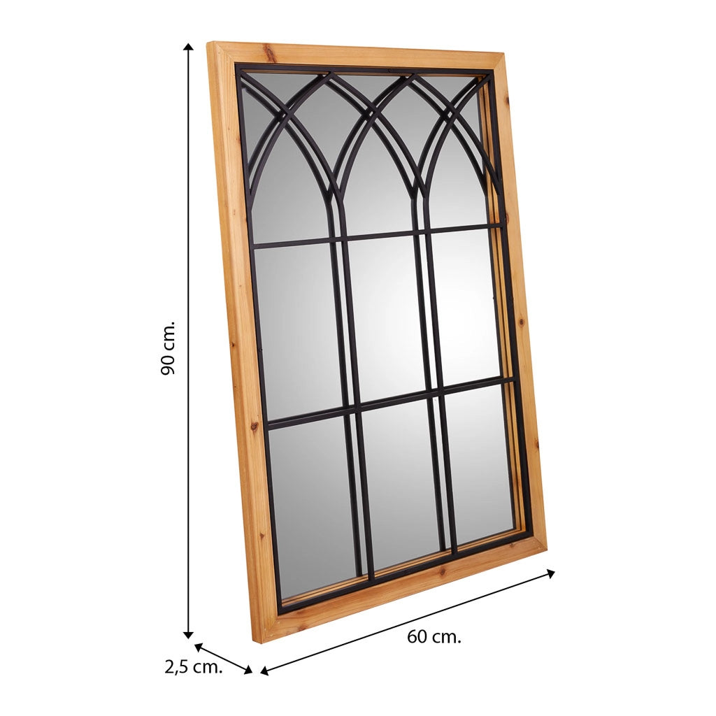 Specchio in legno e metallo marrone 60x2,5x90h
