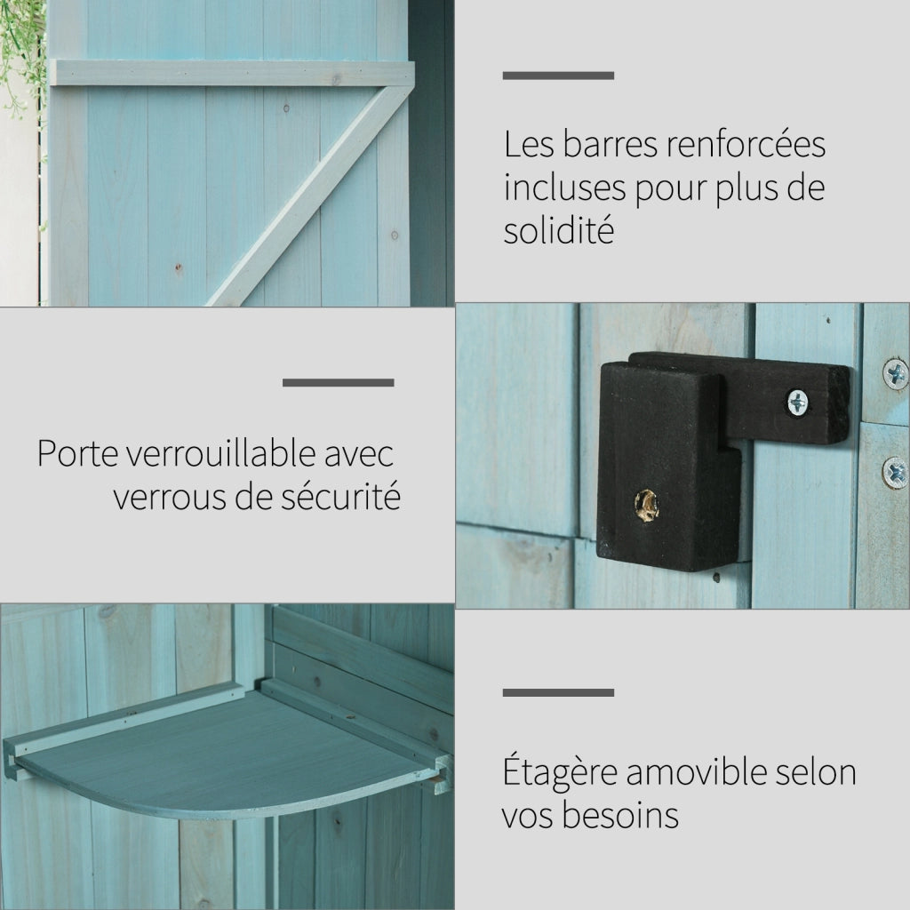Armadio da giardino esterno ¨C Xylo ¨C legno massello sapin trattato blu 77x54x179cm