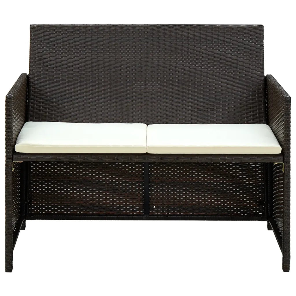 Divano da Giardino a 2 Posti con Cuscini Marrone in Polyrattan 43911