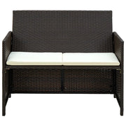 Divano da Giardino a 2 Posti con Cuscini Marrone in Polyrattan 43911