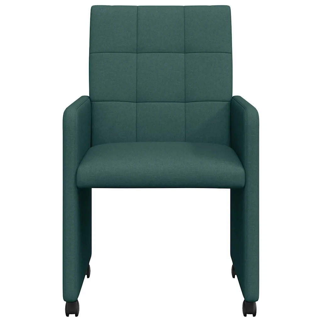 Sedie da Pranzo con Ruote 2 pcs Verde scuro 58 x 65 x 94 cm 42017834