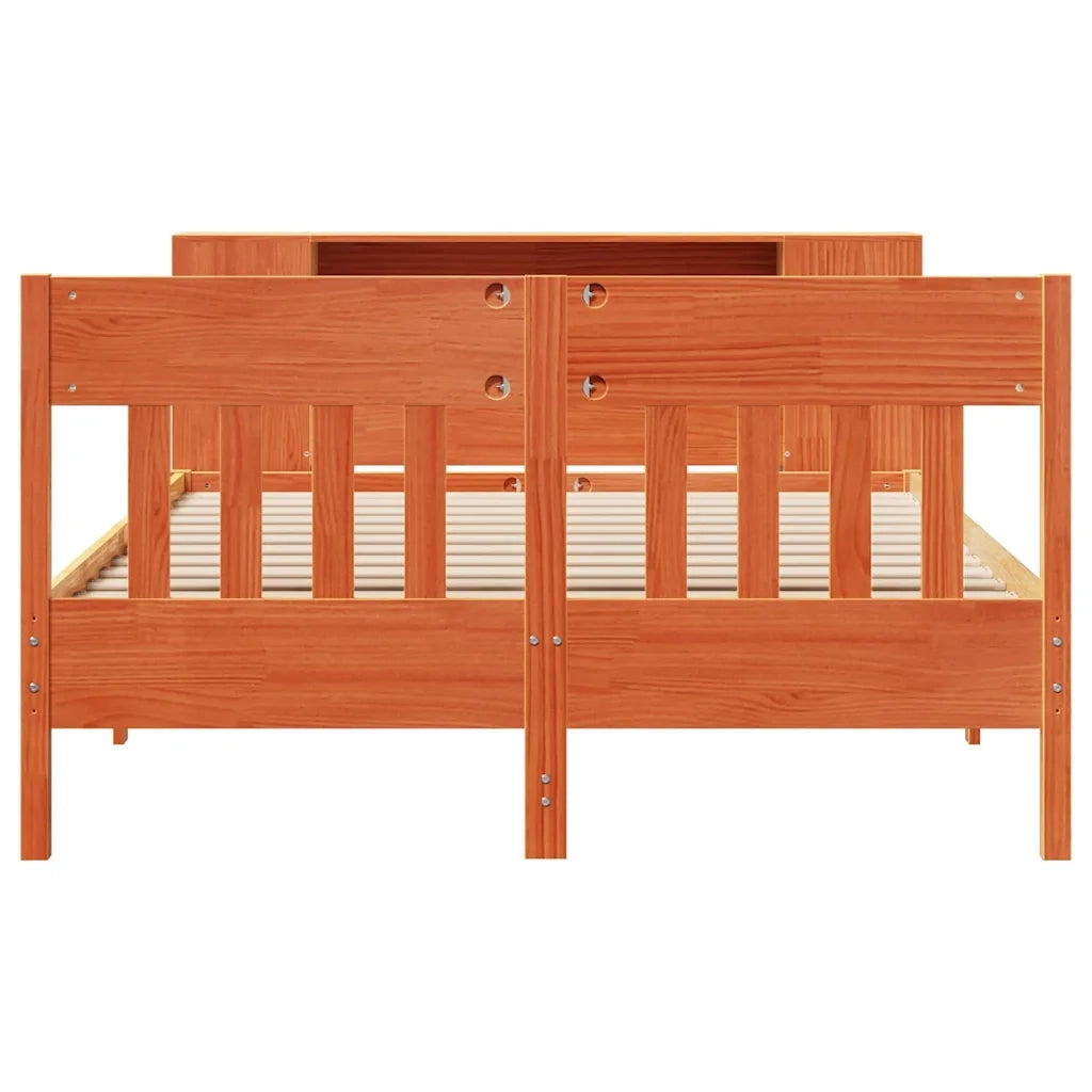 Letto Libreria senza Materasso Marrone Cera 135x190 cm in Pino 3323193
