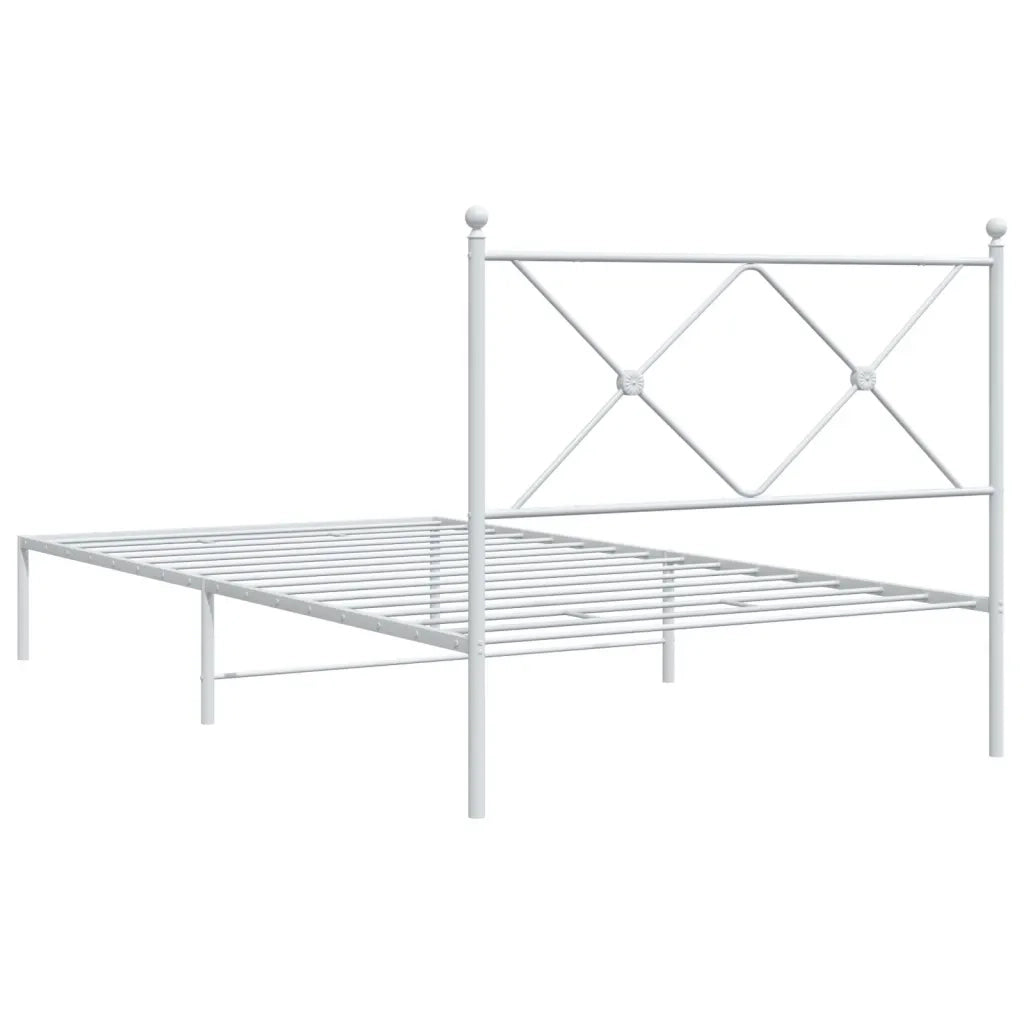 Giroletto con Testiera-Struttura Letto con testiera Metallo Bianco 100x190 cm 457644