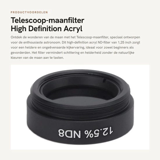 Filtro Telescopio Alta Definizione - Acrilico ND - 1,25 Pollici - Anello di Diametro in Alluminio - Grande Compatibilità - Migliorata Visione - Filtro per Telescopio