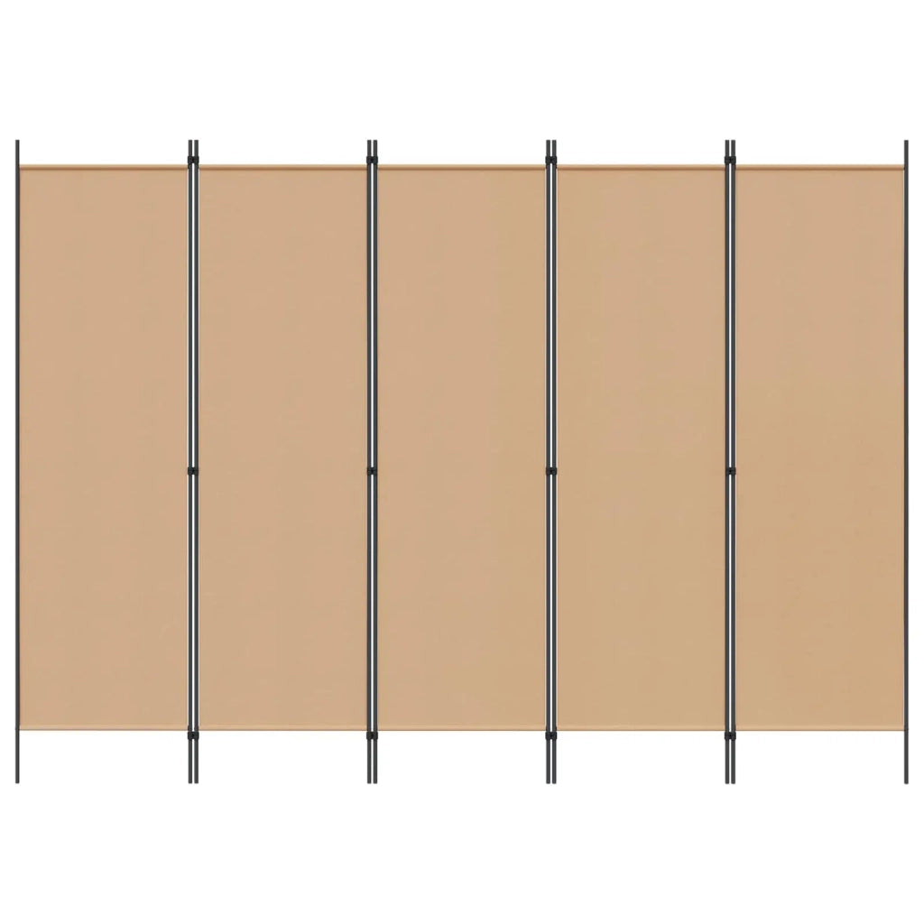 Paravento a 5 Pannelli Beige 250 x 180 cm Tessuto 42039195