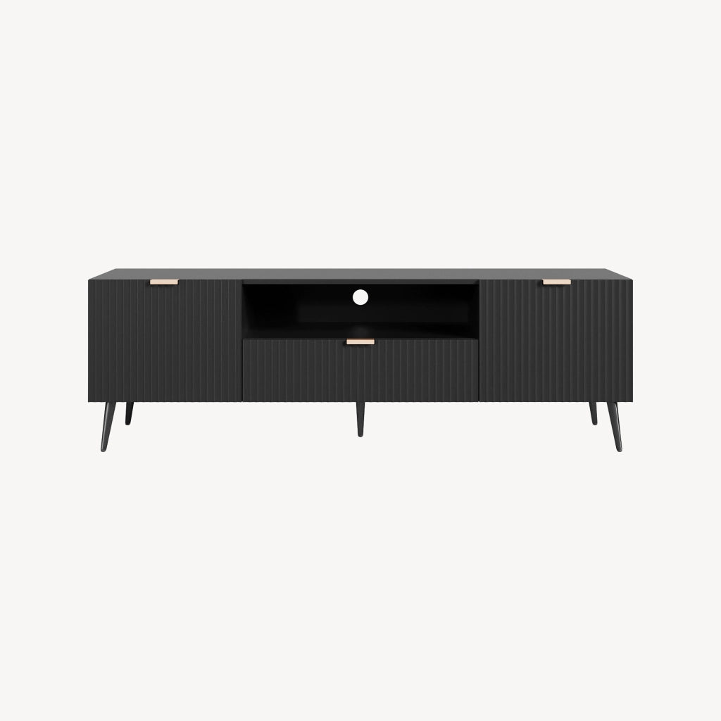 Mobile Porta TV Nand con Ante Decorative 160 x 40 x 51 cm - Nero [en.casa]