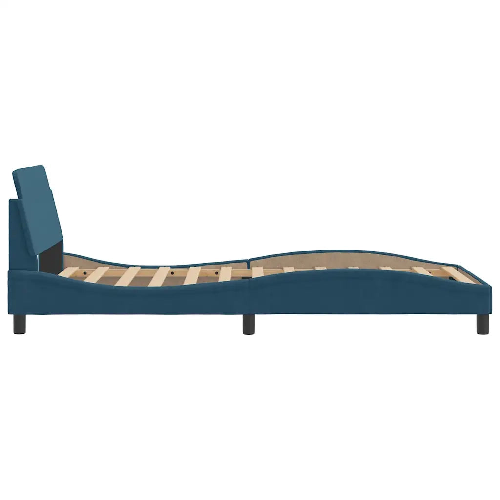 Letto singolo | Letto per adulti | Giroletto con Testiera Dover Blu 100x200 cm in Velluto