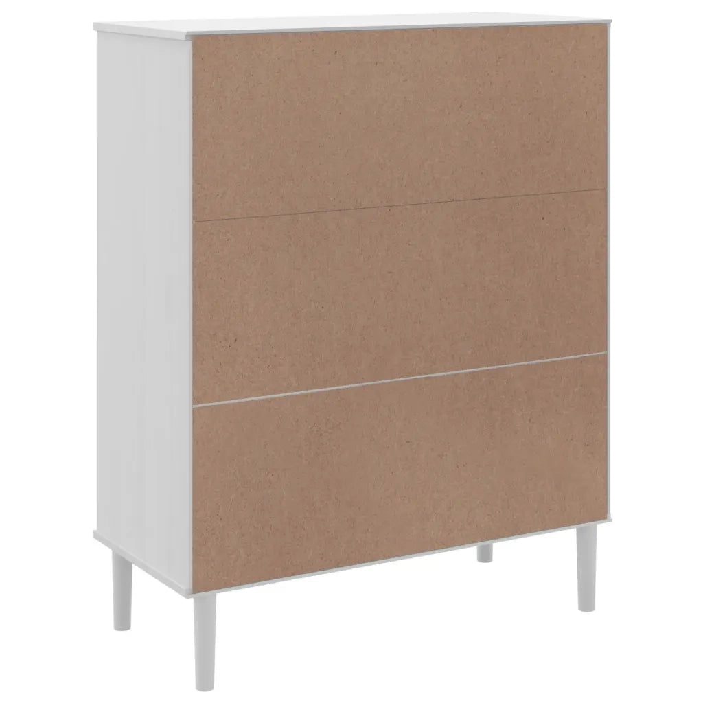 Credenza-Buffet-Armadio da cucina SENJA Aspetto Rattan Bianco 90x40x112cm Massello Pino 126349