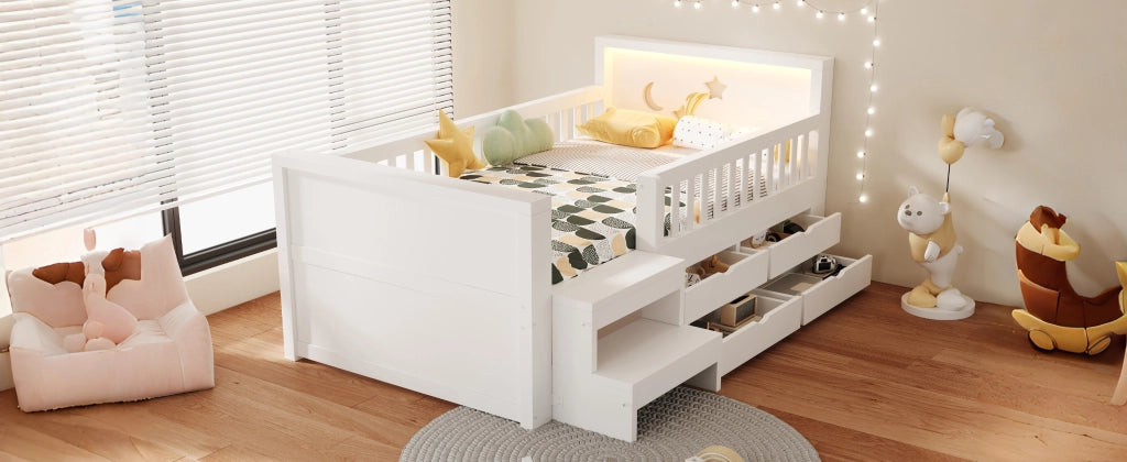 letto per bambini legno bianco 90 x 200 cm