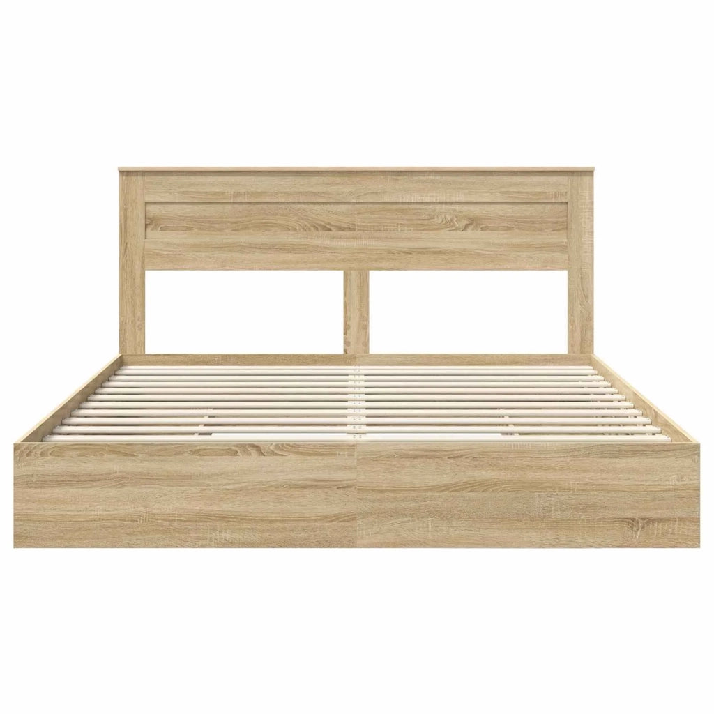 Letto matrimoniale | Letto per adulti | Letto con Contenitore con testiera Rovere Sonoma 180 x 200 cm