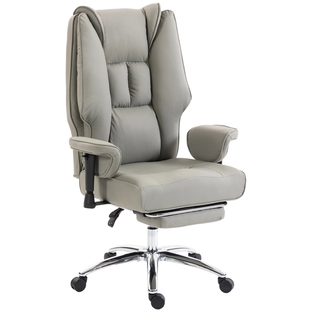 Sedia da Ufficio Ergonomica Reclinabile con Poggiapiedi ¨C Xylo ¨C Schienale Alto, Grigio Chiaro