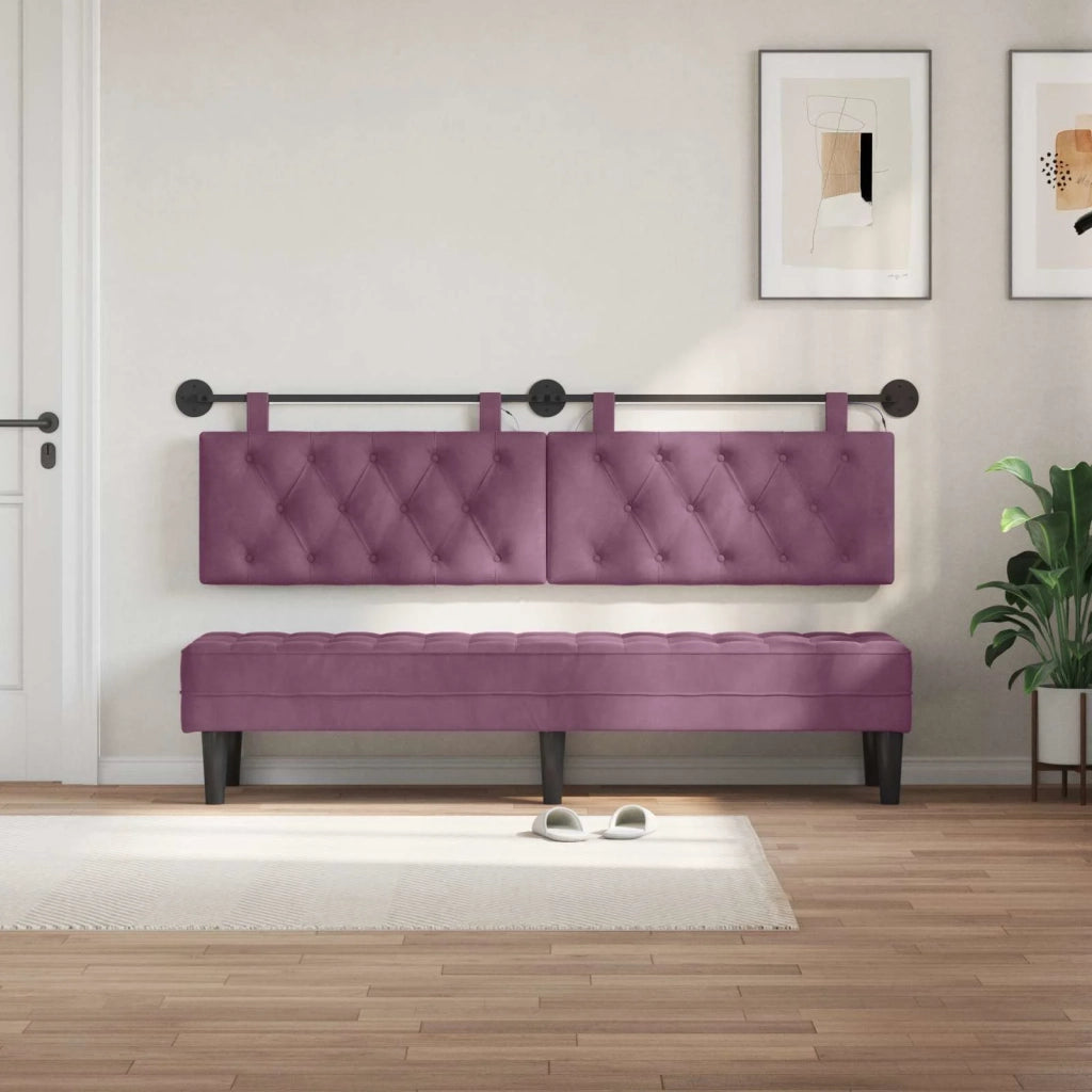 Testiera sospesa Con luce LED Viola Velluto 3424707