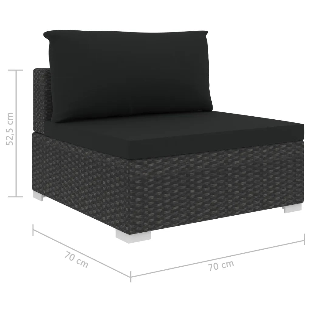 Set Divani da Giardino 5 pz con Cuscini in Polyrattan Nero 46784