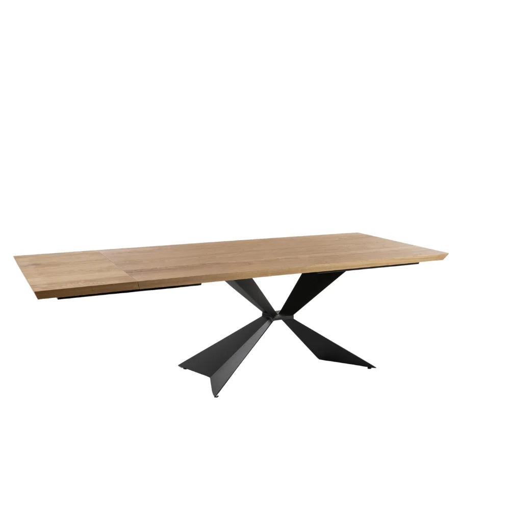 Tavolo da pranzo allungabile in legno impiallacciato rovere naturale Taurus 200-300x100 cm fino a 12 posti Made in Italy | Duzzle