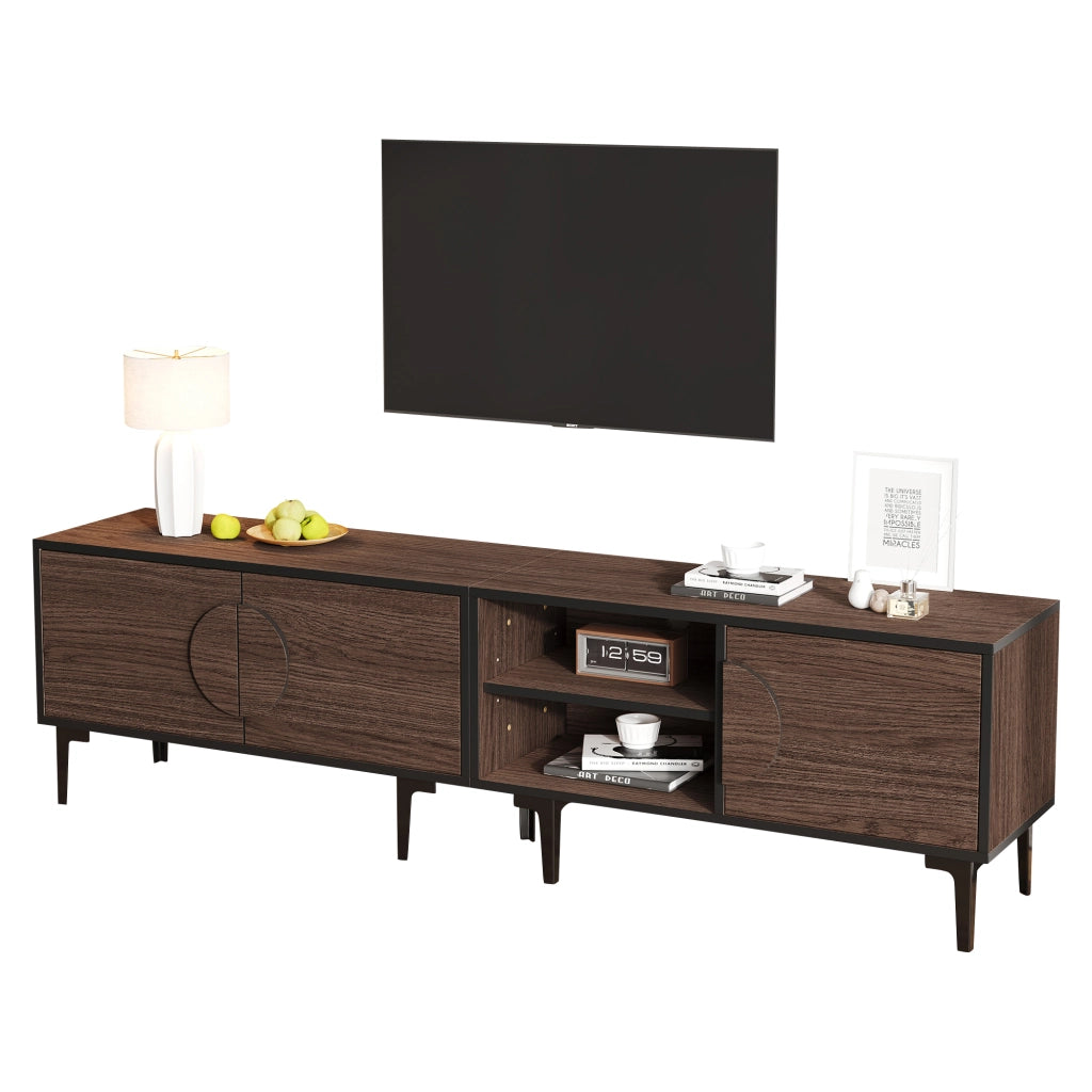 Mobile TV con 3 ante e 2 vani aperti - per soggiorno - 180 x 35 x 49 cm - noce scuro