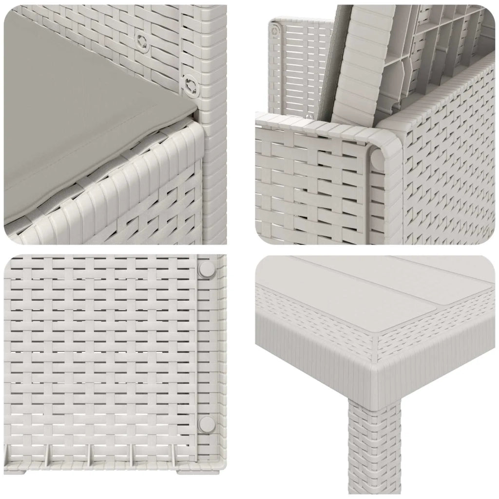 Set da Pranzo per Giardino 9 pcs Bianco e Grigio Chiaro PP 3430098