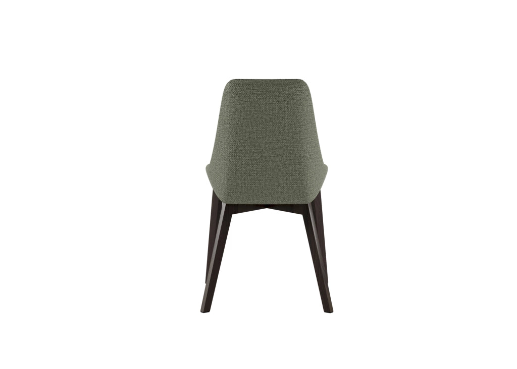 Sedia Vera da pranzo con seduta e schienale in tessuto verde e struttura in legno massello di noce - Design classico contemporaneo