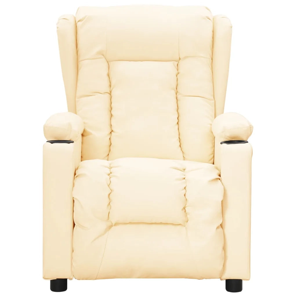 Poltrona | Sedia Relax Reclinabile Crema in Similpelle